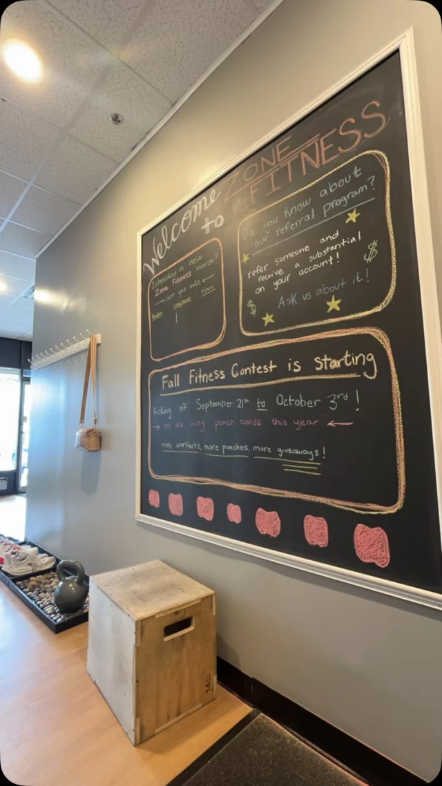 NEW MONTH MEANS NEW BOARD🎨🎨🎨

Got some fun new things going on during the month of September including our fall fitness contest so get those workouts in!!!💪💪💪

We also have a vote going on for potential new ZONE FITNESS MERCH⭐️⭐️ Comment on this post if you’d rather see new hoodies, long sleeves, or tshirts! 

See you in the studio! #zonefitnesschelmsford #strengthtraining #getmotivated #fitnessgoals